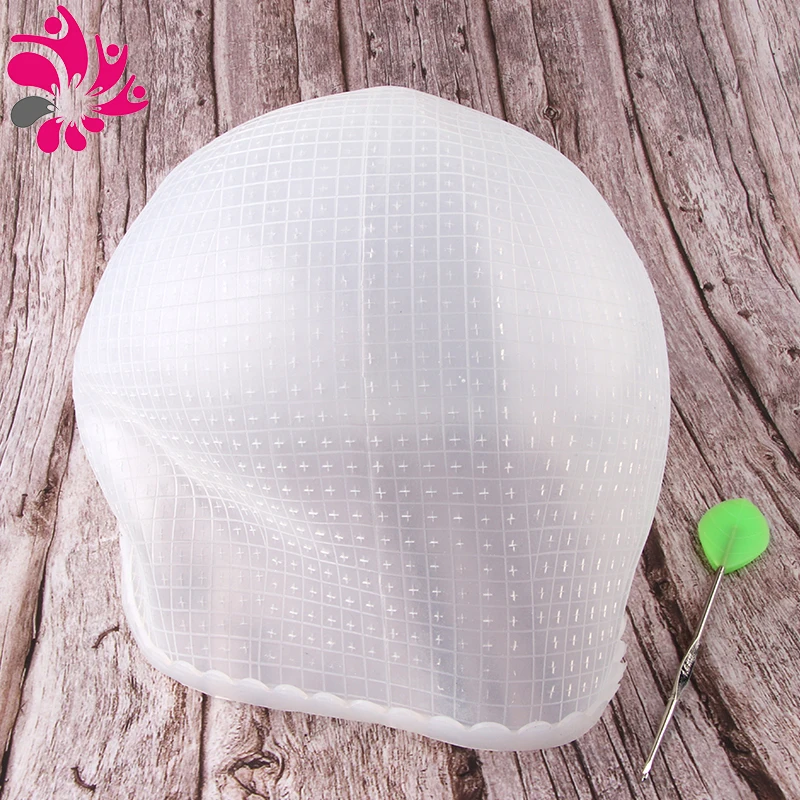 Silicone Hair Dying Tipping Highlighting Tinting Cap With Cross Hole