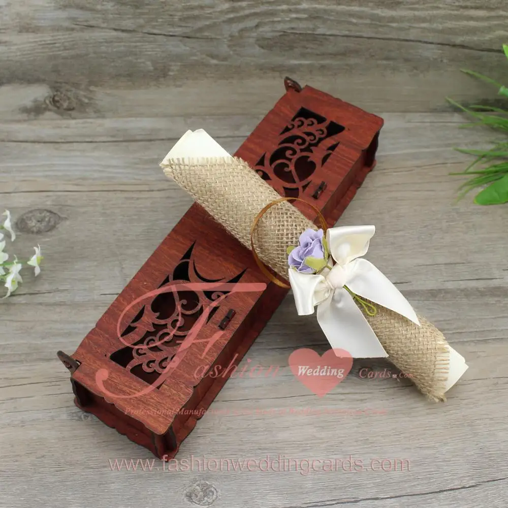High Quality Rectangle Wedding Invitation Wooden Box For