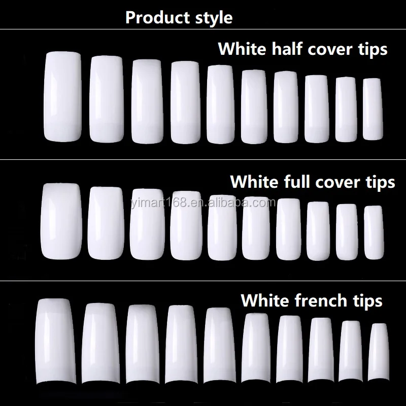 Yimart Korea 500pcs Pack White Full Cover Half Cover French Nail Art Tip Designs Press On Nails Buy Tips 500 Pcs Curved Nail Tips Artificial Nail Tips Product On Alibaba Com