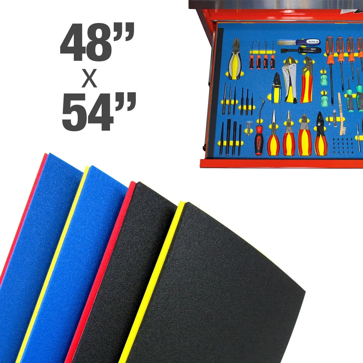 Foam Custom Tool Kits (48"x54") : Blue (Top) Red (Bottom)