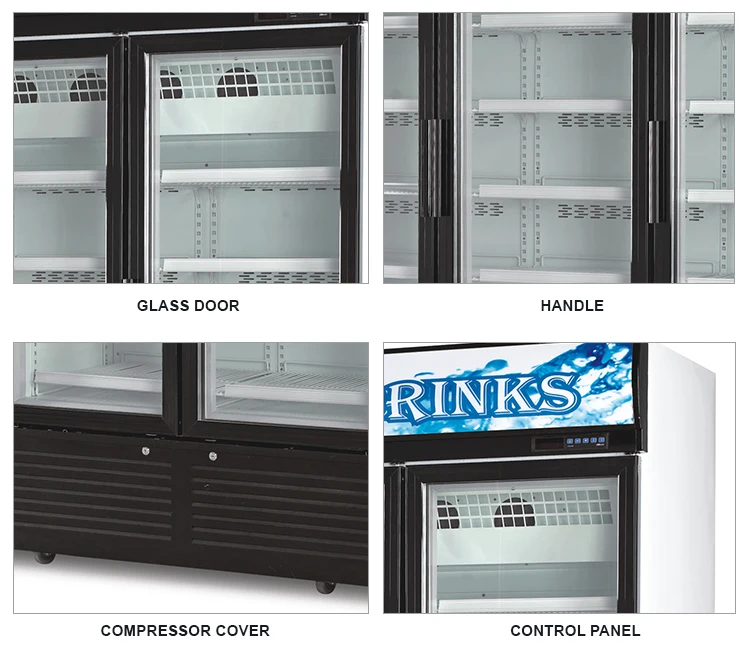 Glass Display Cabinet Commercial Beverage Cooler Chiller Refrigerator