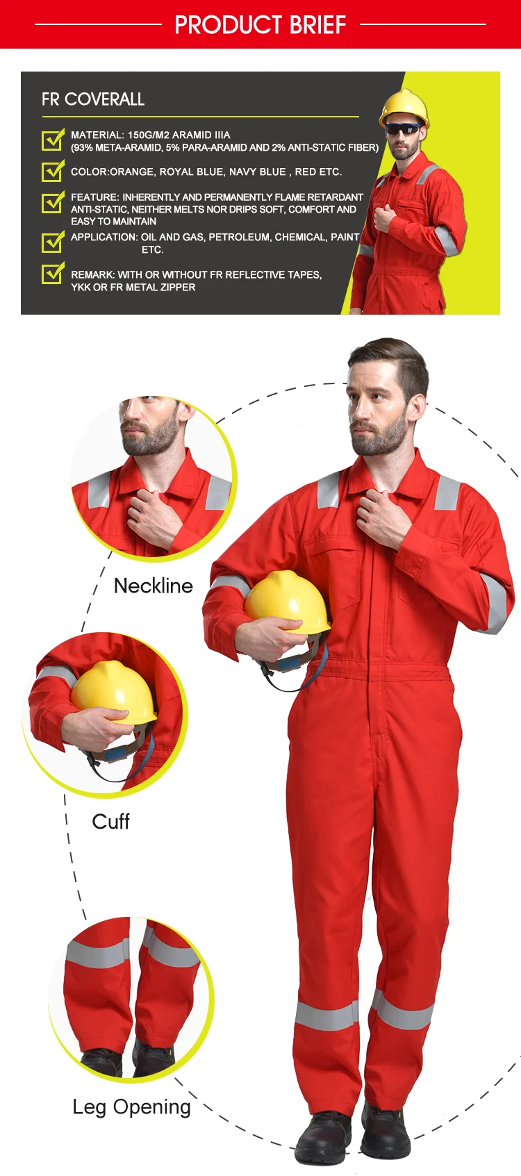 Reflective orange workwear safety work overalls