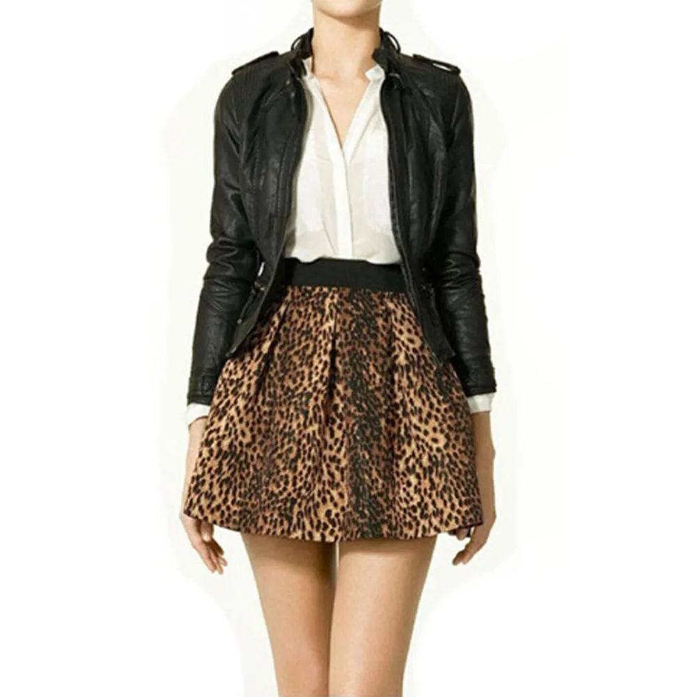leopard print pleated skater skirt