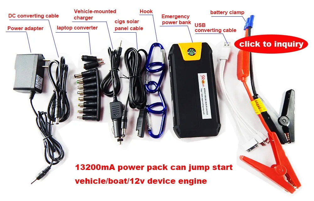 Car Jump Starter Smart Clamp Battery Cable 16800mah Power Bank
