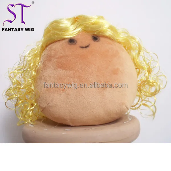 funny toy wigs wholesale 10inch highlight yellow curly high