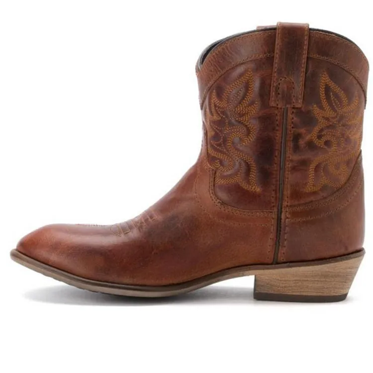 Europese stijl groothandel top kwaliteit Handgemaakte lederen cowboy cowgirl half knie dames laarzen