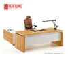 Latest rectangle I shape design wooden office warm white secretary desk and chair with movable return side table(FOH-ED-W1820-B)