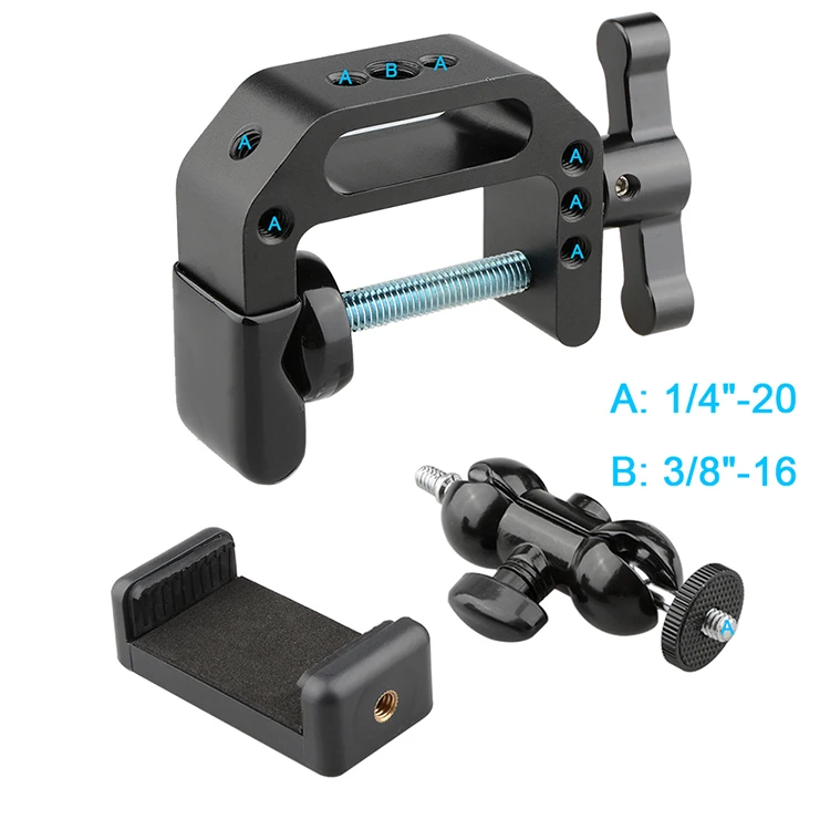 Camvate New Cclamp Bracket With Ball Head Mount Cell Phone Clip (black