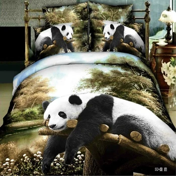 Printing Lovely Panda Polyester Fabric Cheap Comforter Sets Prices