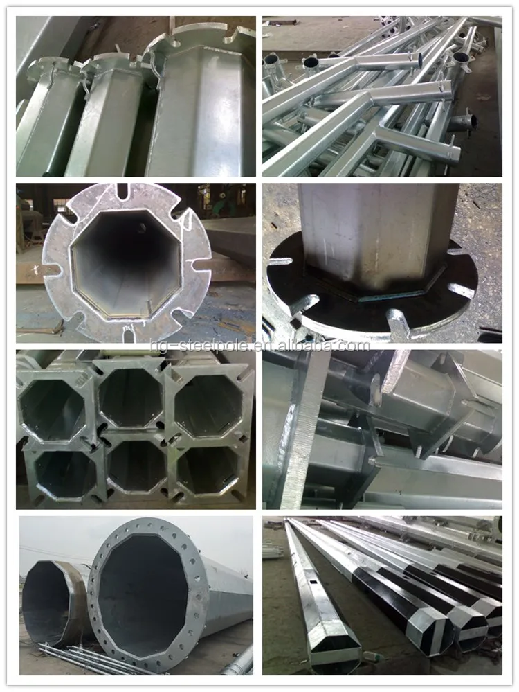 30-60FT Hot Dip Galvanized Octagon Steel Pole with AWS D1.1 Welding for 25 Years Life Transmission Line