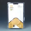Transparent disposable good service clear plastic clam shell folded packaging for electronic items mouse with hang hole