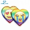 heart style reversible emoji sequin embroidery patch