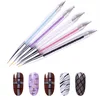 Dual-ended 5 pcs 7/9/11/15/20 mm Nail Liner Brush Rhinestone Handle Crystal Gel Nail Art Dotting Pen