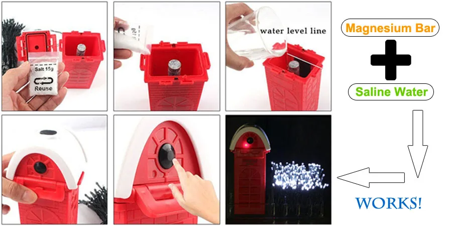Novelty Mg-Saline Water Xmas LED String Light