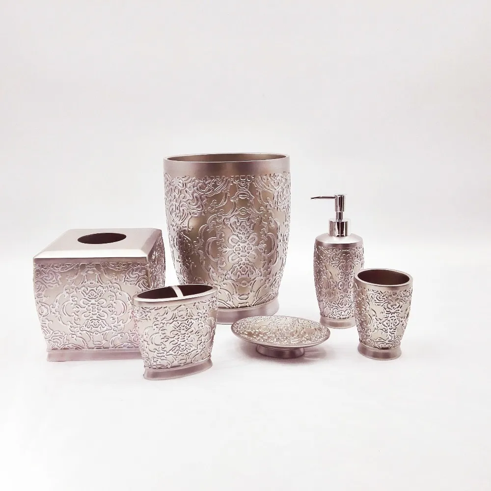 Toilet Accessories Rose Gold Bathroom Accessory Resin Bathroom