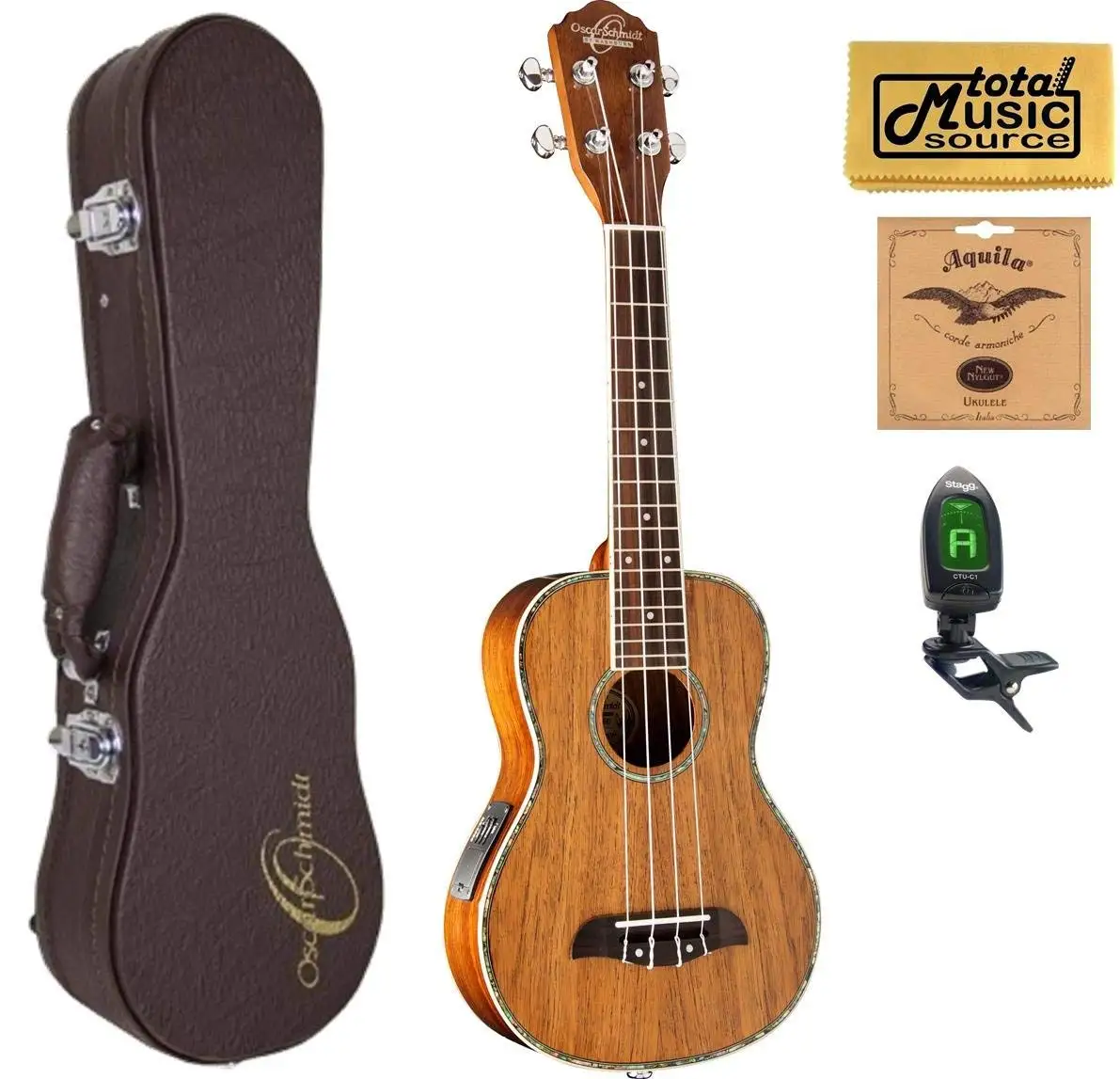 Oscar Schmidt All Koa Concert Acoustic/Electric Ukulele, EXCLUSIVE, OU5E, Gro...