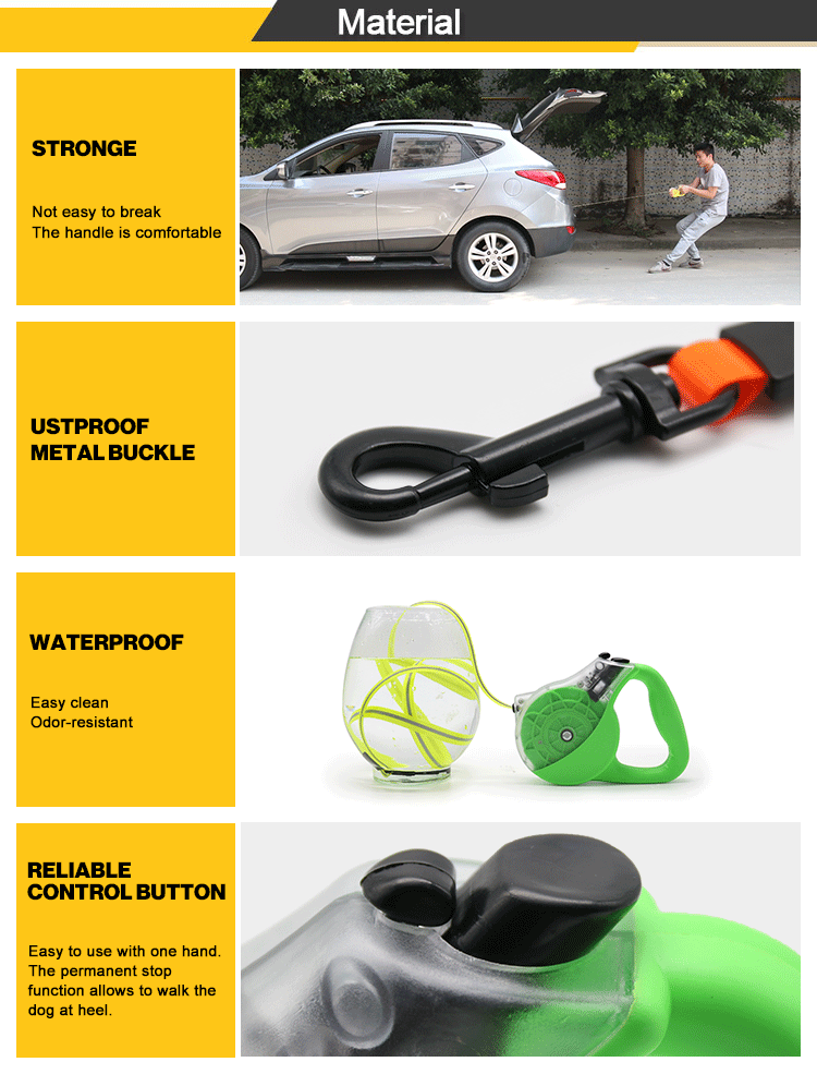 Image showcasing Waterproof Nylon Retractable Pet Dog Leash,12 Ft Outdoor Flexible ...