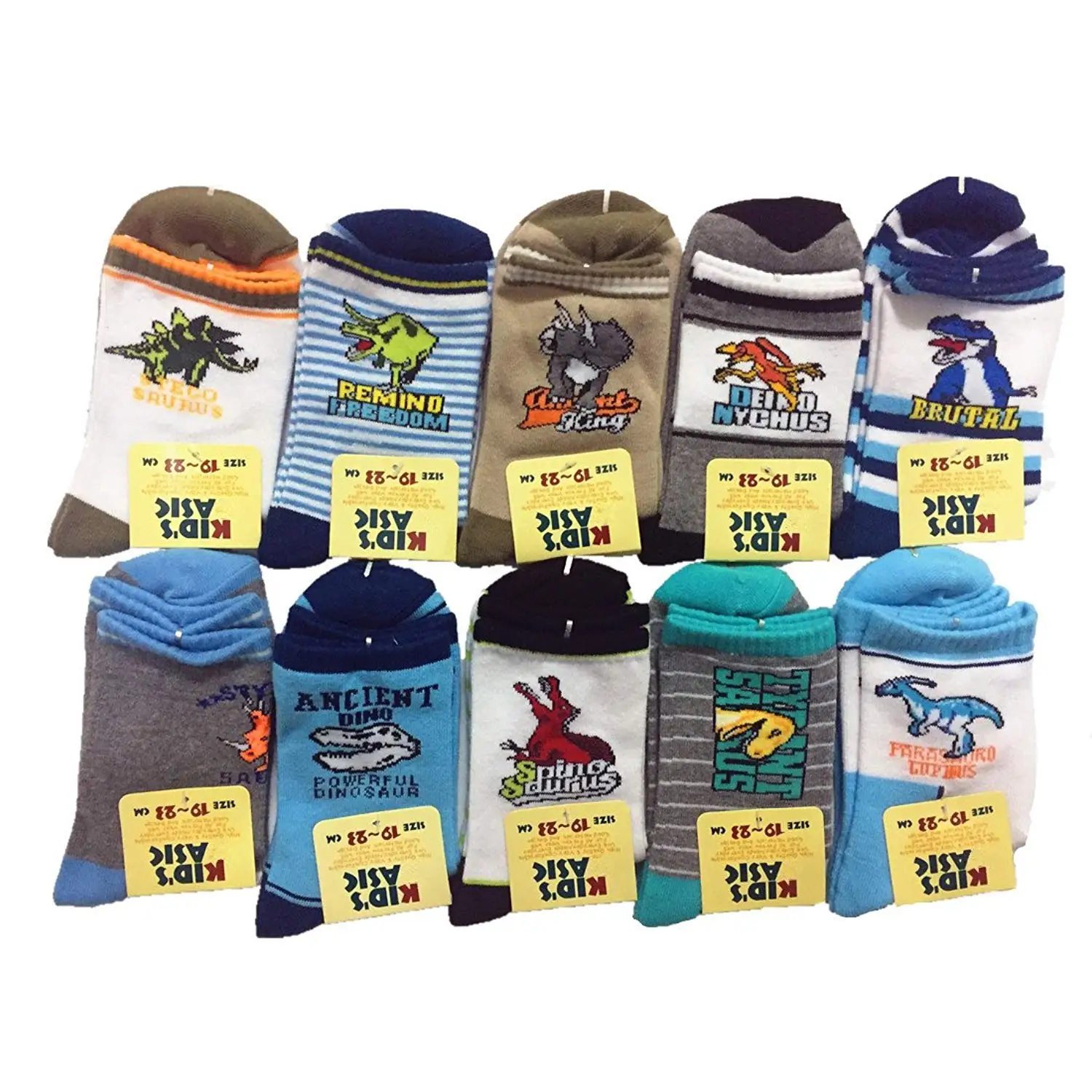 Boys Socks Dinosaur Kids Sock Assorted Youth Cotton Crew Socks 10 Pair Pack