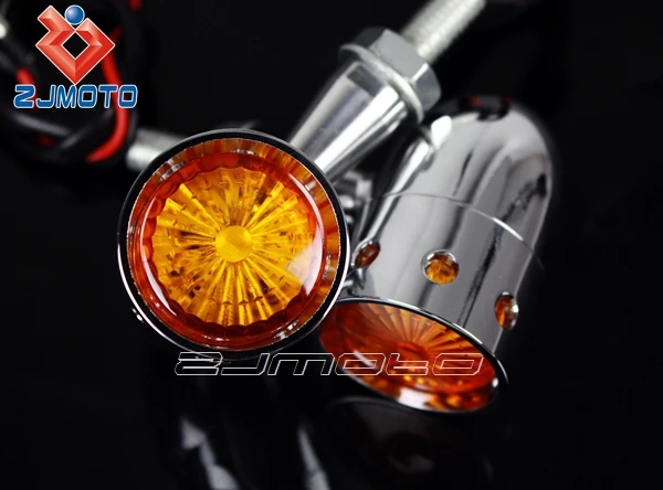 ZJMOTO Factory Price Custom Chrome Aluminum Turn Signal Lights Super Bright LED Motorcycle Indicators For Cruiser Chopper