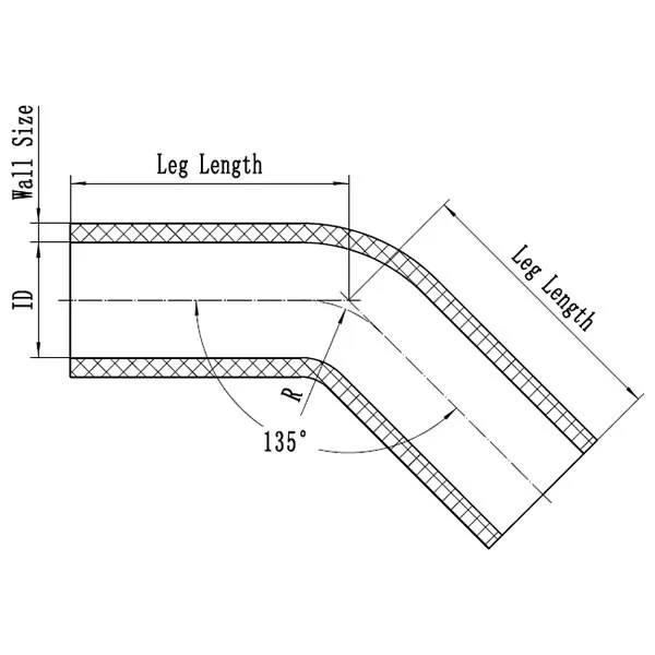 Патрубок чертеж. Изгиб трубы 38мм. Шланг силиконовый 135 градусов 45. Шланг силиконовый  135 градусов 45 200-200.