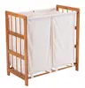 Simple fashion foldable wooden laundry basket for dirty clothes
