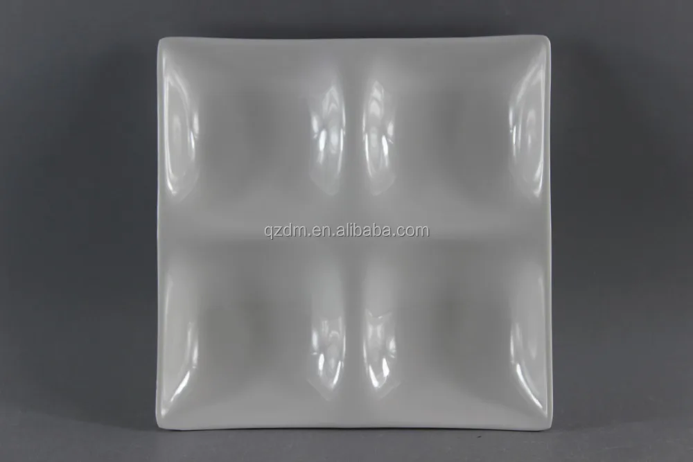 Square Shape Melamine 4 Compartment Plate,Sectional Plate
