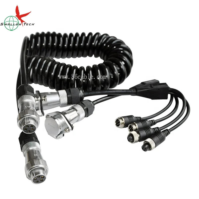 Heavy Duty Vehicle 5 Pin Trailer Plug Cable Trailer Camera Video Cable