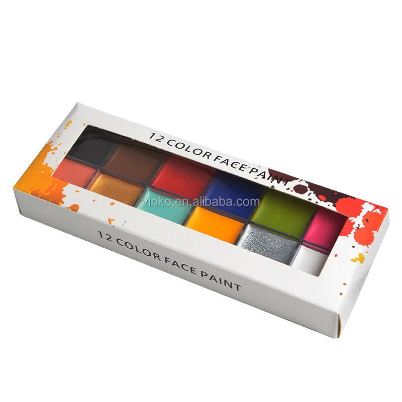 Professional 12 Color Palette Best Face Painting Party Kits and Cosplay Body Paint Set