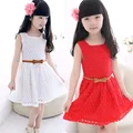 Baby Girls Kids Summer Cute Lace Floral Hollow Clothes Sleeveless Princess Party Wedding Solid Costume Vest