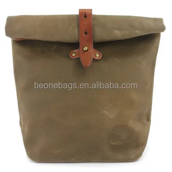 Personalized Men Vintage Waxed Canvas Lunch Bag For Office Personalized Men Vintage Waxed Canvas Lunch Bag For Office