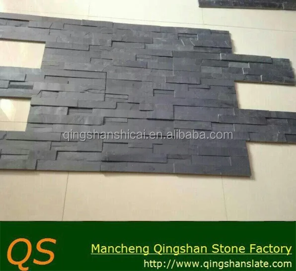 Classico nero ardesia impilati rivestimento murale decorativo di ... Ardesia nera a parete