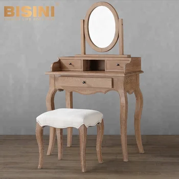 Bisini French Style Girl Wooden Carved Antique Finished Vanity