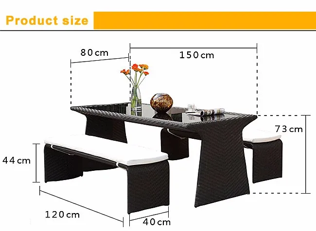 Modern rattan wicker outdoor furniture bench chair garden dining table set