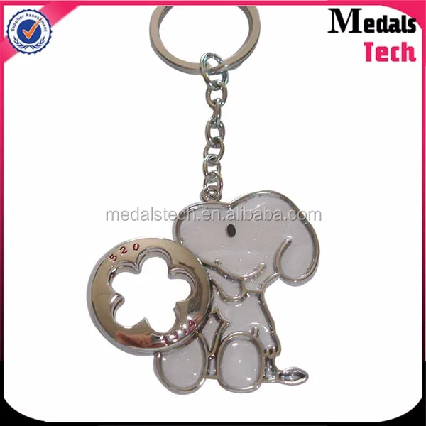 Colorful design Transparent paint cute wholesale snoopy keychain with glitter