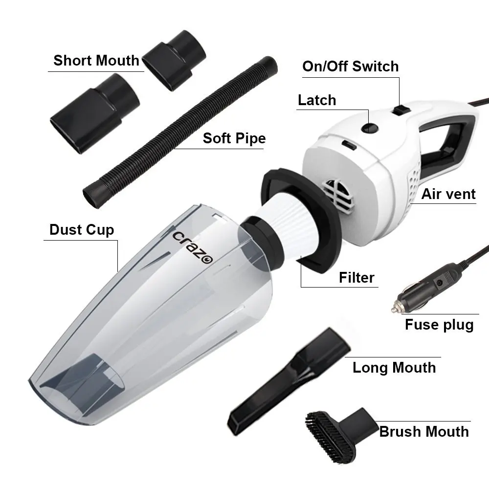 Dc 12v 120w Small Portable High Power Home And Car Car Vacuum Cleaner