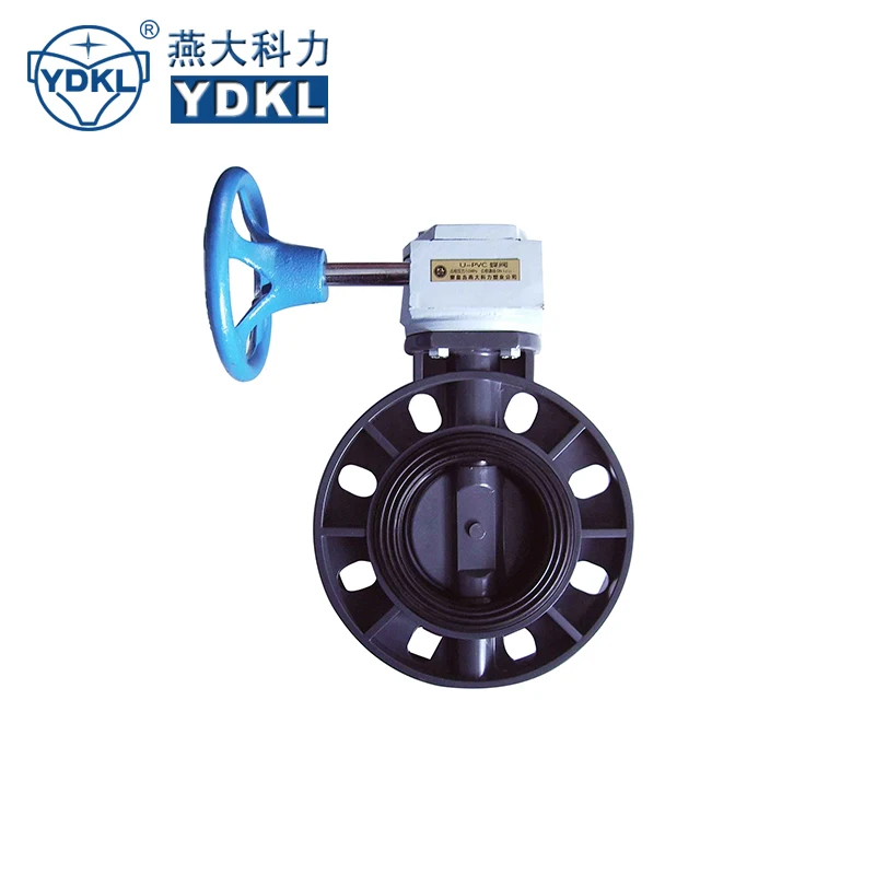 Wafer type worm gear plastic pvc butterfly valve inox