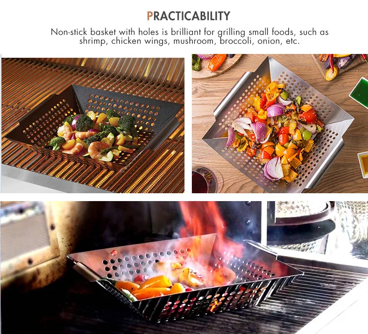 Rectangular Vegetable Stainless Steel Bbq Metal Grill Tray Bbq Grill ...