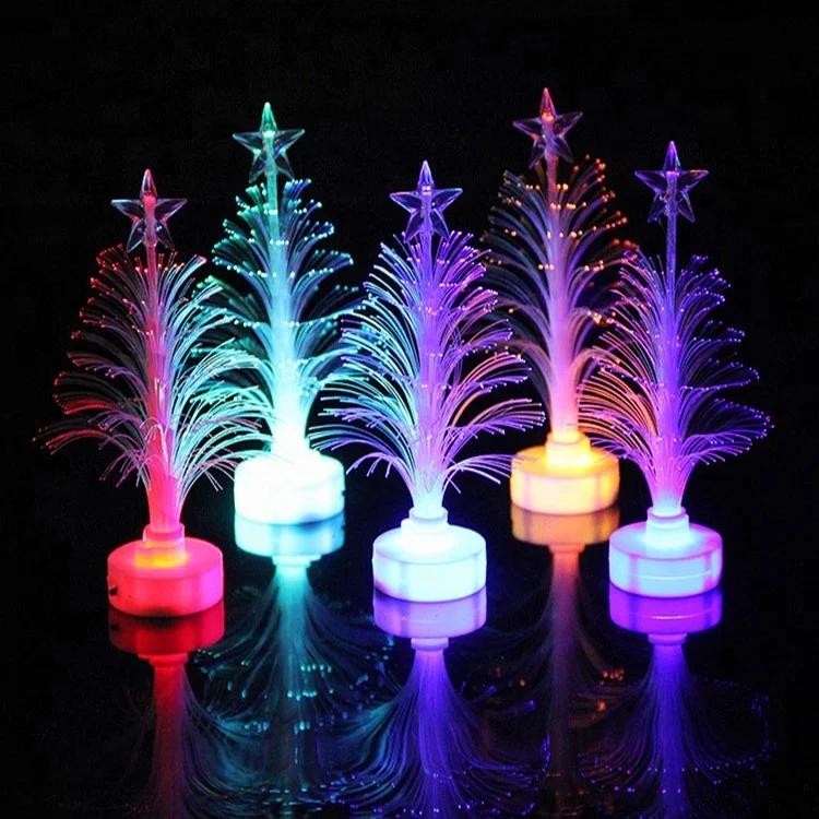 Indoor decoration USB Led Mini Fiber  Christmas Tree With Star top for Christmas gifts