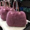 YRB1008 Wholesalers China Supplier Ladies Leather Bag/ Women Fox Fur Hand Bag