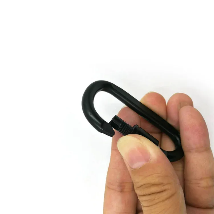 High Quality D Shape Flat Aluminum Snap Hook Screw Carabiner With Screw for Keychain