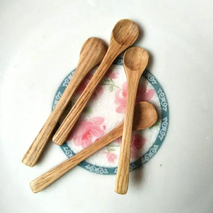 7cm Wood Tiny Spoon Wooden Mini Salt Spoons Chestnut Wood Hand Made