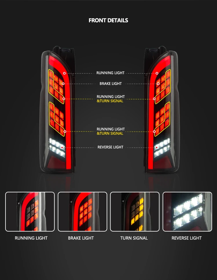 VLAND Manufacturer For Car Tail Lamp For Hiace LED Taillight 2005-2018 For Hiace Tail Light With Sequential Indicator