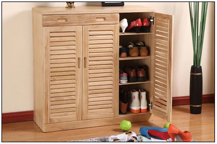 simple design customized solid wooden shoe cabinet