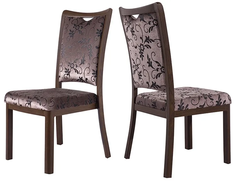 Modern Chinese Fancy Metal Frame Hotel Restaurant Wooden Like High Back Upholstered Dining