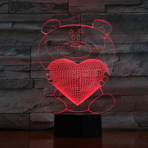 3D Visual Bulb Optical Illusion Colorful LED Lamp Touch Romantic Holiday Night Light Love Heart Wedding Valentine's dropshipping