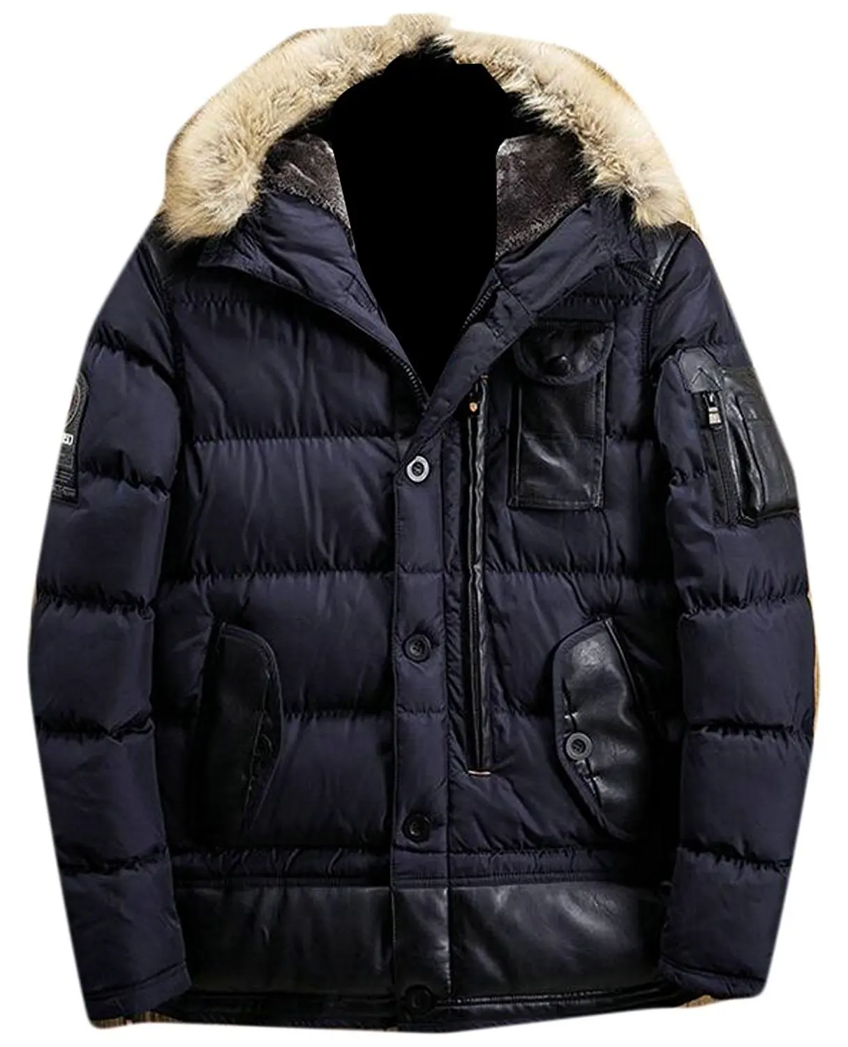 Spirio Mens Winter Thicken Hooded Bomber Warm Zip-Up Quilted Padded Puffer Jacket