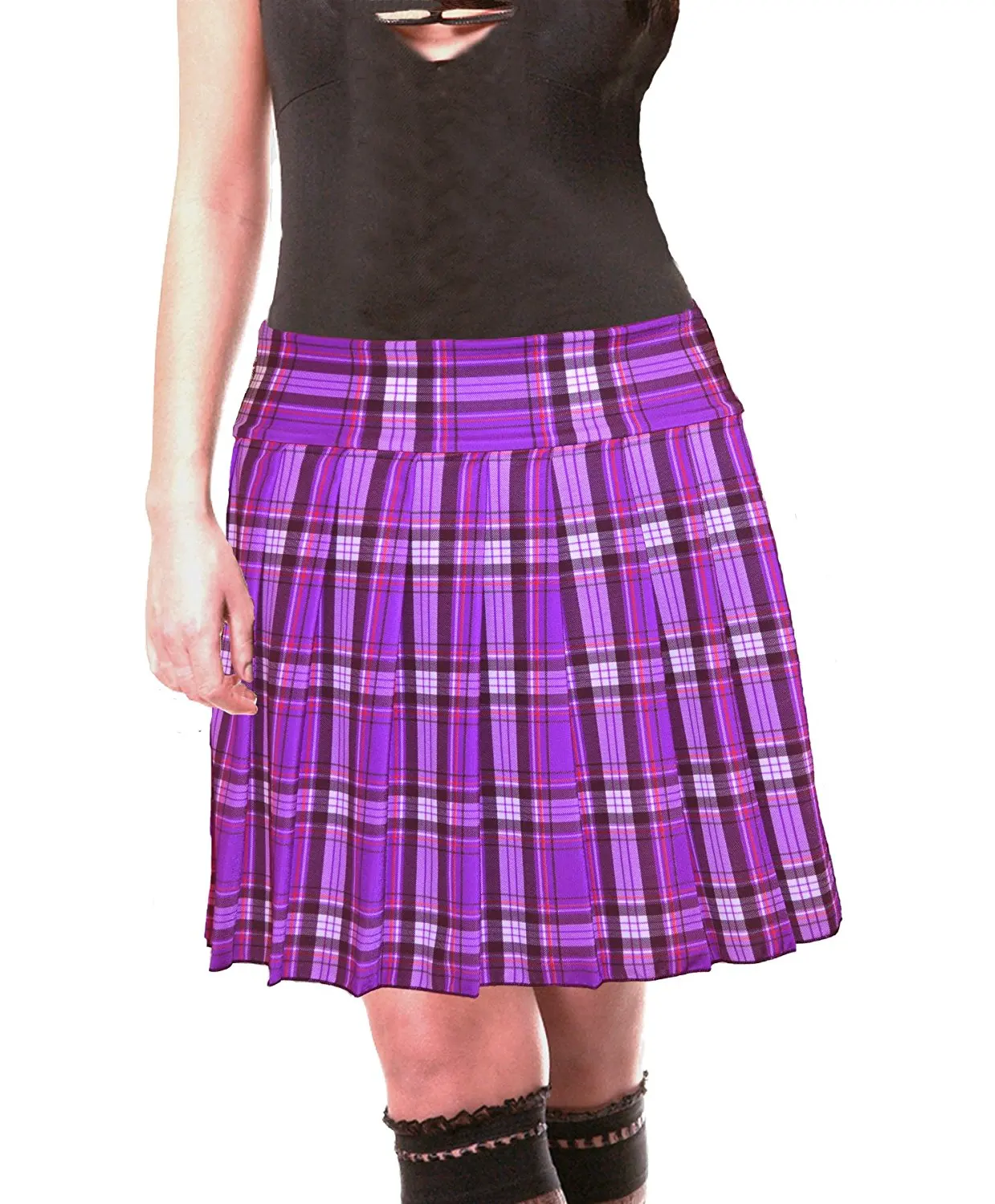 Buy Blue Plus Size Schoolgirl Tartan Plaid Pleated Mini Skirt Seacliff