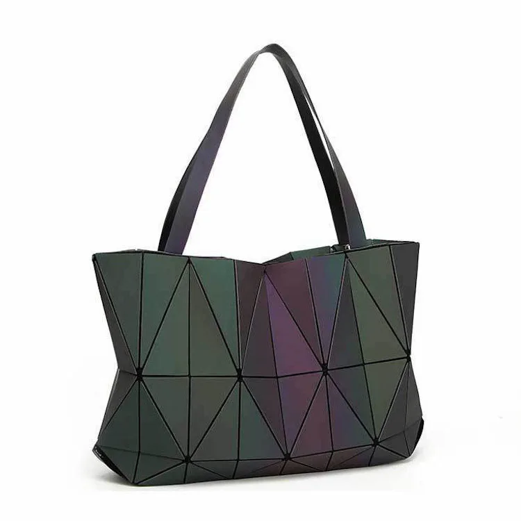 Geometric Luminous Handbag Eco-friendly Leather Rainbow Color Gradient ...