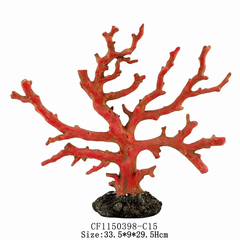 Artificial Resin Red Coral Decor Coral Black Base Home Decor details