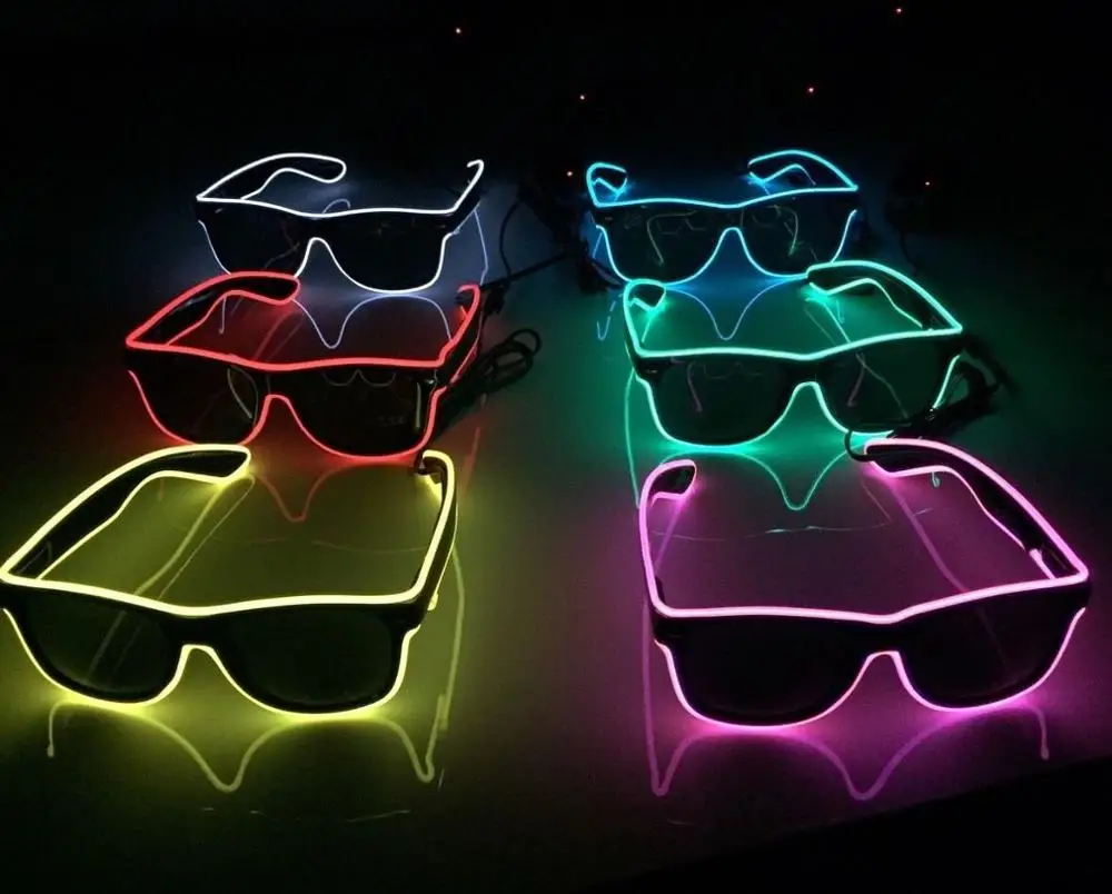4 x Pairs Of Funky flashing glasses Neon Light Up Sunglasses Ideal For Fancy Dress led glasses   CG177